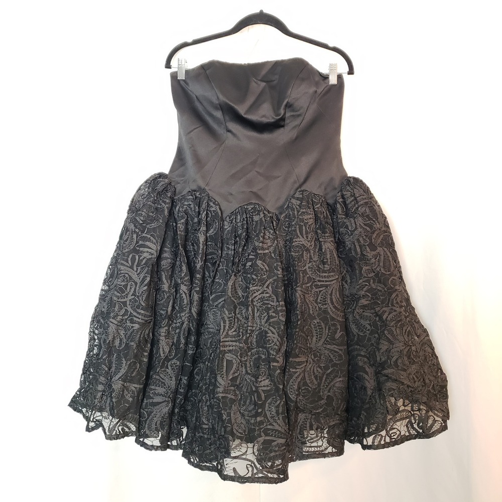 Truly Zac Posen Black Strapless Soutache Lace Mini Cocktail Dress Size 10